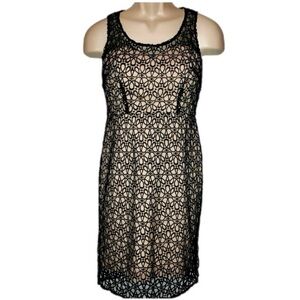 🪅 ANN TAYLOR Sleeveless Black Lace Overlay Sheath Dress